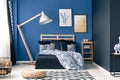 Inspiring cyan bedroom Royalty Free Stock Photo