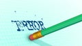 Standard pencil erasing terror word Royalty Free Stock Photo