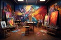 Inspiring Draw paint art room canvas. Generate Ai