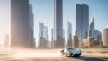 An Inspiring Image Of A Futuristic Car Driving On A City Street AI Generative