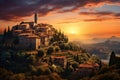 Inspiring Italian city sunset hills. Generate Ai Royalty Free Stock Photo