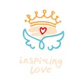 Inspiring love. Hand drawn positive logo.