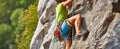 Inspiring Moments of a Woman Rock Climbing. Generative AI