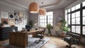 An Inspiring office interior design with Eclectic style Collab.