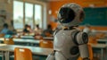 Inspiring robotic instructor teaching students in an engaging classroom environment. Generative by AI