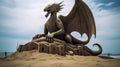 Sand sculpture of a dragon Royalty Free Stock Photo