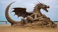 Sand sculpture of a dragon Royalty Free Stock Photo