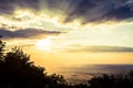 Inspiring sunset landscape, mountain view point Royalty Free Stock Photo