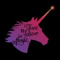 Inspiring unicorn silhouette with positive phrase lettering