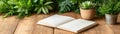 Inspiring Workspace Top-Down View of an Open Notebook displaying New Mindset, New Results\', a powerful phrase symbolizing