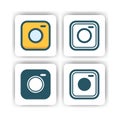 Insta icon for mobile, web, and presentation with flat color vector illustrator