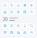 20 Instagram Blue Color icon Pack like interface love contact sets instagram