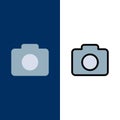 Instagram, Camera, Image  Icons. Flat and Line Filled Icon Set Vector Blue Background Royalty Free Stock Photo