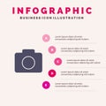 Instagram, Camera, Image Solid Icon Infographics 5 Steps Presentation Background