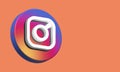 Instagram Circle Button Icon 3D. Elegant Template Blank Space