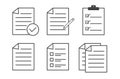 Document icon outline. Checklist icon isolated on white background. Flat design. Vector