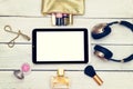 Instagram filter. Fashion mockup with business lady accessories Royalty Free Stock Photo