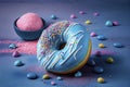 Instagram food ad, gluten free donut with blue frosting