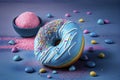 Instagram food ad, gluten free donut with blue frosting