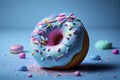 Instagram food ad, gluten free donut with blue frosting