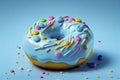 Instagram food ad, gluten free donut with blue frosting