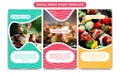 Instagram food story social media template in fresh pastel colorful fun and abstract wave decoration for banner flyer brochure