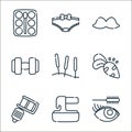 instagram highlights line icons. linear set. quality vector line set such as mascara, wax, tattoo machine, carrot, acupuncture, Royalty Free Stock Photo