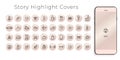 Instagram Highlights Stories Covers line Icons. Perfect for bloggers. Set of 40 highlights covers. Fully editable vector file