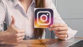 Instagram icon social media woman network thumb up