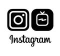 Instagram and Instagram IGTV logo icons printed on white paper. Royalty Free Stock Photo