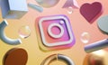 Instagram Logo Around 3D Rendering Abstract Shape Background
