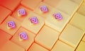 Instagram Logo on Cubes. Social Media Background 3D Rendering