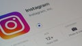 instagram logo on the screen of a mobile device. The instagram application is downloaded to the iPad. Download the program from th