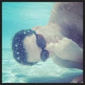 Instagram of man holding breath underwater Royalty Free Stock Photo