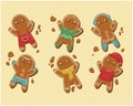 Cute Merry Christmas gingerbread man cookies collection Royalty Free Stock Photo