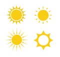 Set of sun icons isolated on white background. Sunshine, Sunset. Vector Royalty Free Stock Photo