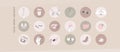 Social media cover highlight icons and web button symbols. minimal simple feminine logo for fashion, travel, spa, beauty, make up