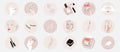 Instagram social media highlight cover icons, web button. minimal simple hand drawn outline feminine infographic for fashion, spa