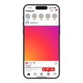 Instagram social network post user interface with notification icons in smartphone mockup, social media Instagram carousel post