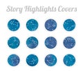 Set of Story Highlights Covers Icons. Zodiac constellations on colorful watercolor background. Blue and purple bright colors. Bund Royalty Free Stock Photo
