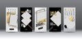 Instagram Story Template Sale Mobile App Page Onboard Screen Set. Modern Silver Black Idea for Design. Social Media