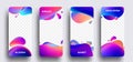 Instagram story template set of photo frames with trendy wave liquid gradient splashes or bubbles. Vector eps 10 illustration