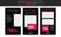 Instagram story template vector for social media promotion sale discount neon pink blue midnight shop style