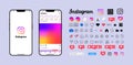 Instagram template app screens on Apple Iphone vector set. Realistic Instagram interface on smartphone