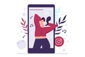 Instagram video streaming concept illustration. Smartphone chat app. Messenger sticker. Live stream vlog Royalty Free Stock Photo