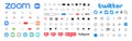 Instagram, Zoom, Twitter icons, symbols. Template frame for social media. Screen interface. Kyiv, Ukraine - August 15, 2021