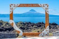 Instagrammable frame with the Pico mountain frame.  SÃ£o Jorge Island-Azores-Portugal. Royalty Free Stock Photo