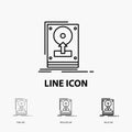 install, drive, hdd, save, upload Icon in Thin, Regular and Bold Line Style. Vector illustration