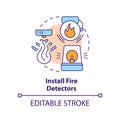 Install fire detectors concept icon Royalty Free Stock Photo