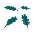 Install a green oak leaf. Silhouette on a white background. Vector illustration Royalty Free Stock Photo